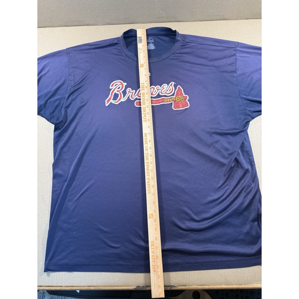 Majestic Atlanta Braves Men Blue T- Shirt Short Sleeve Size 4XL - Picture 3 of 7